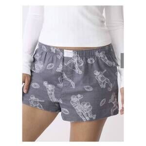 NEW PJ SALVAGE game day flannel shorts in charcoal